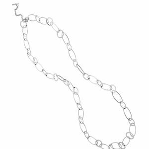 Kenneth Cole versatile shiny silver tone circle & oval links long necklace.